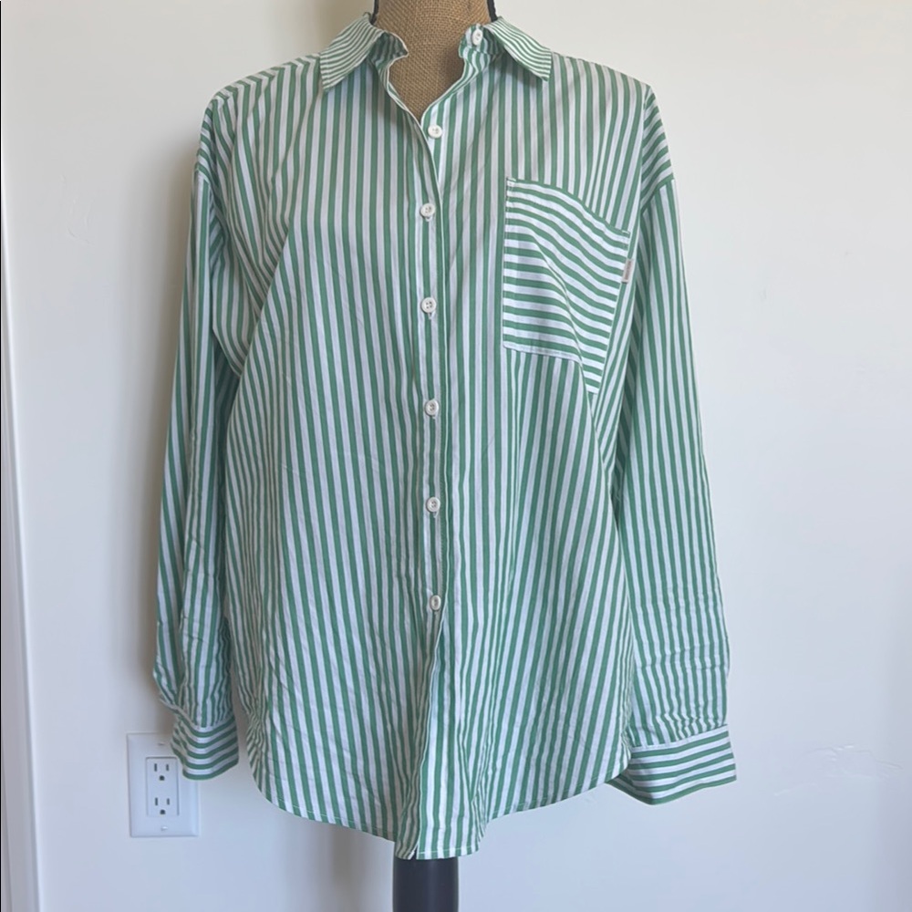 Green Striped Brixton button down